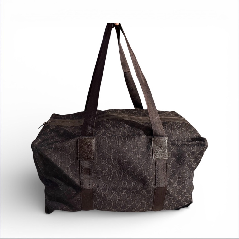 Gucci GG Dark Brown Monogram Soft Canvas Weekender Duffel Bag/Carryon Bag - Picture 2 of 16